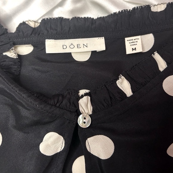 NWOT Doen Louise Black & White Polka Dot Silk Camisole in Solstice Sky, Size M - Picture 14 of 16